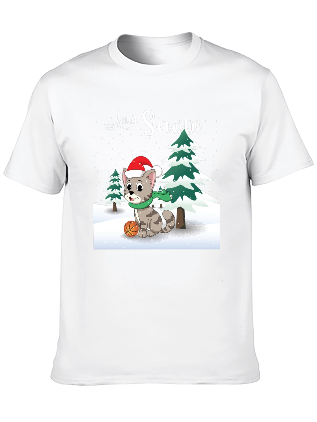 Let it Snow Cat with Basketball T-Shirt