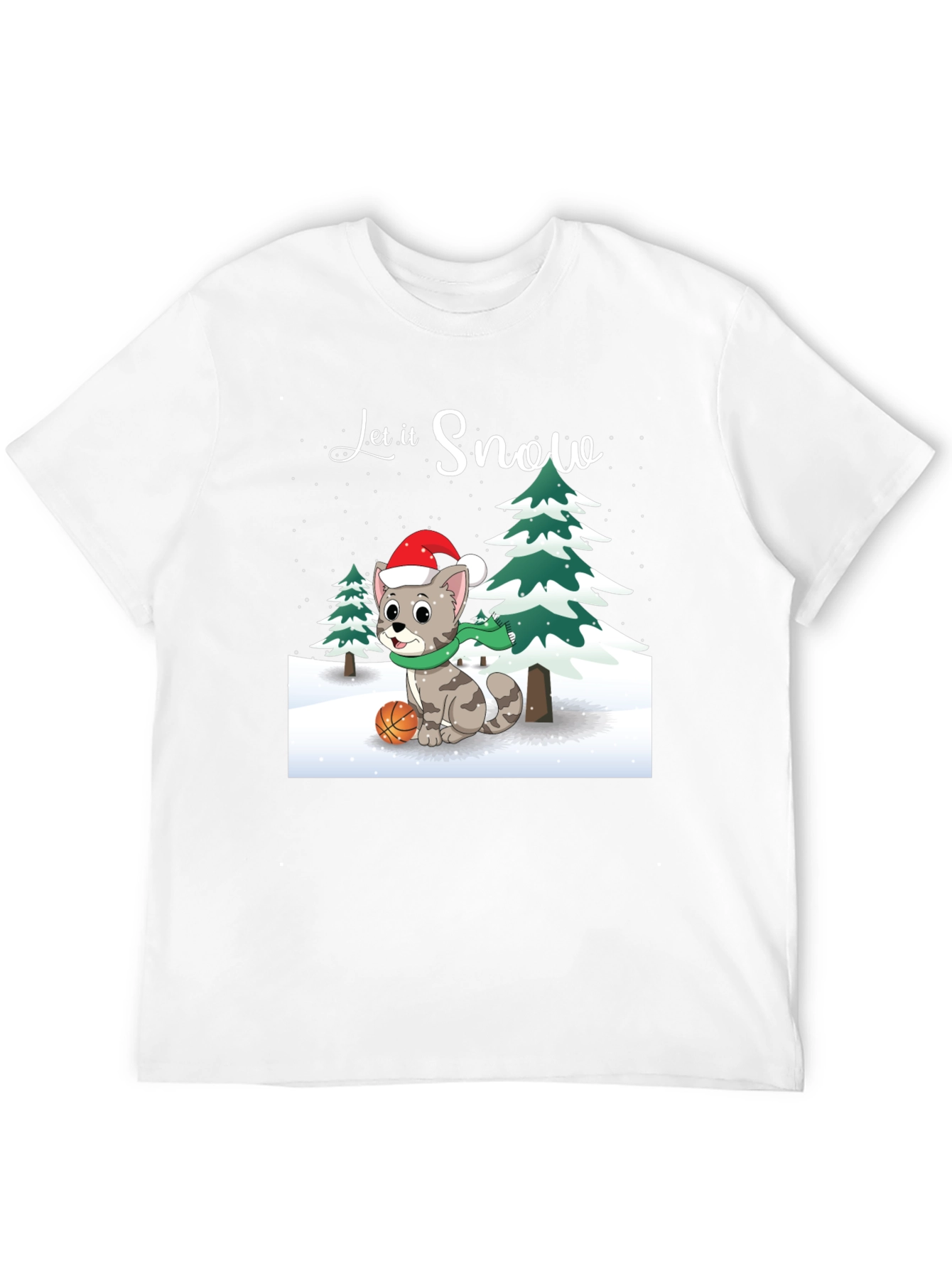 Let it Snow Cat with Basketball T-Shirt