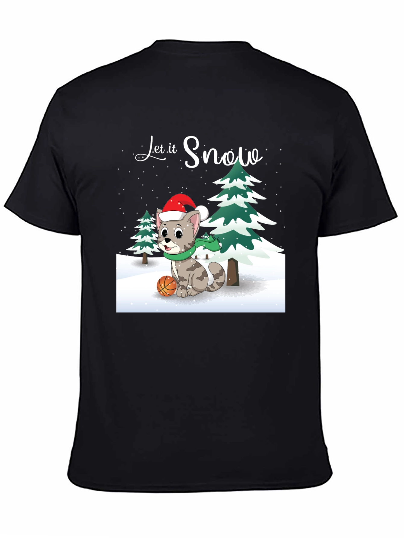 Let it Snow Cat with Basketball T-Shirt