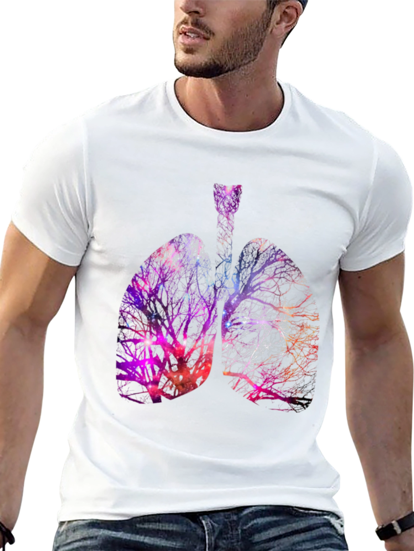 Nebula Lungs Graphic Tee - Artistic Anatomy Shirt