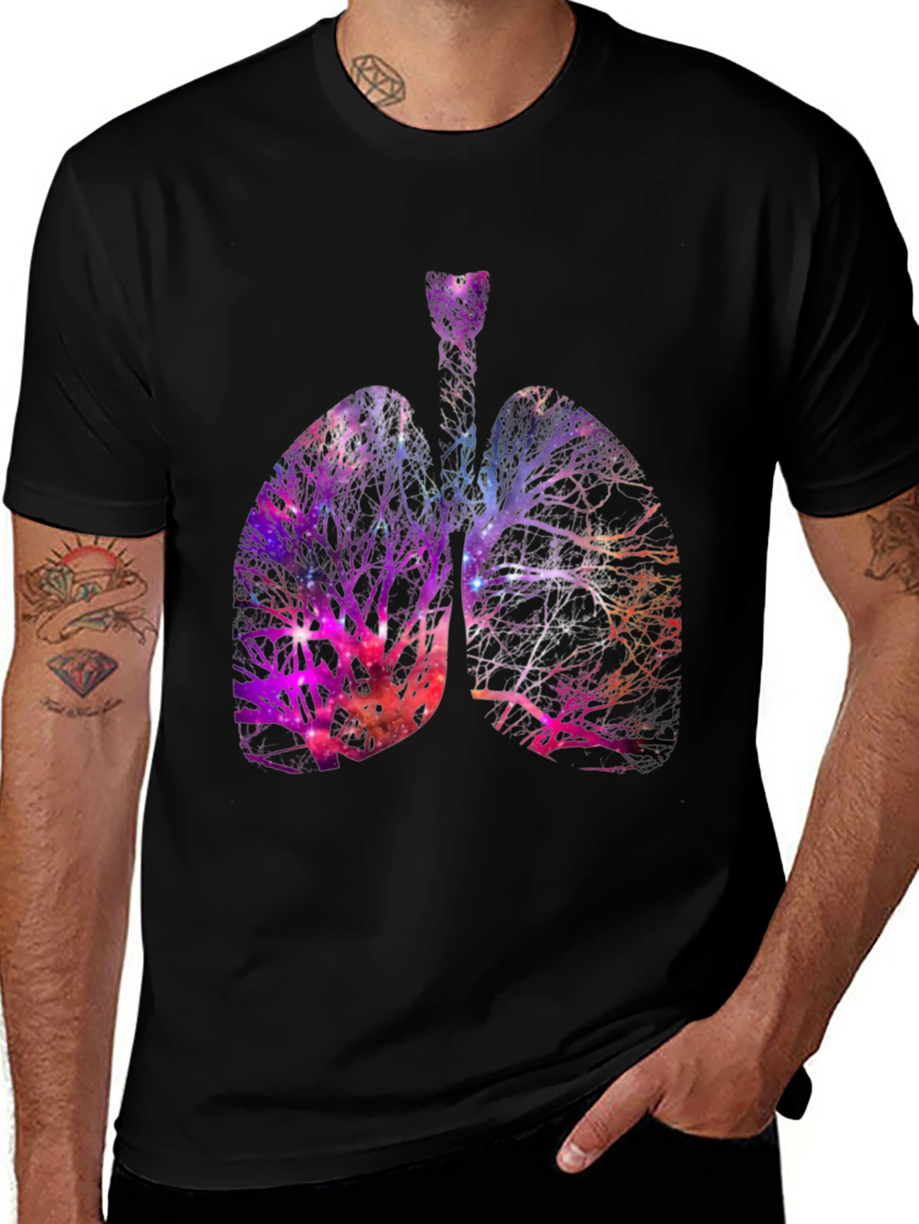Nebula Lungs Graphic Tee - Artistic Anatomy Shirt