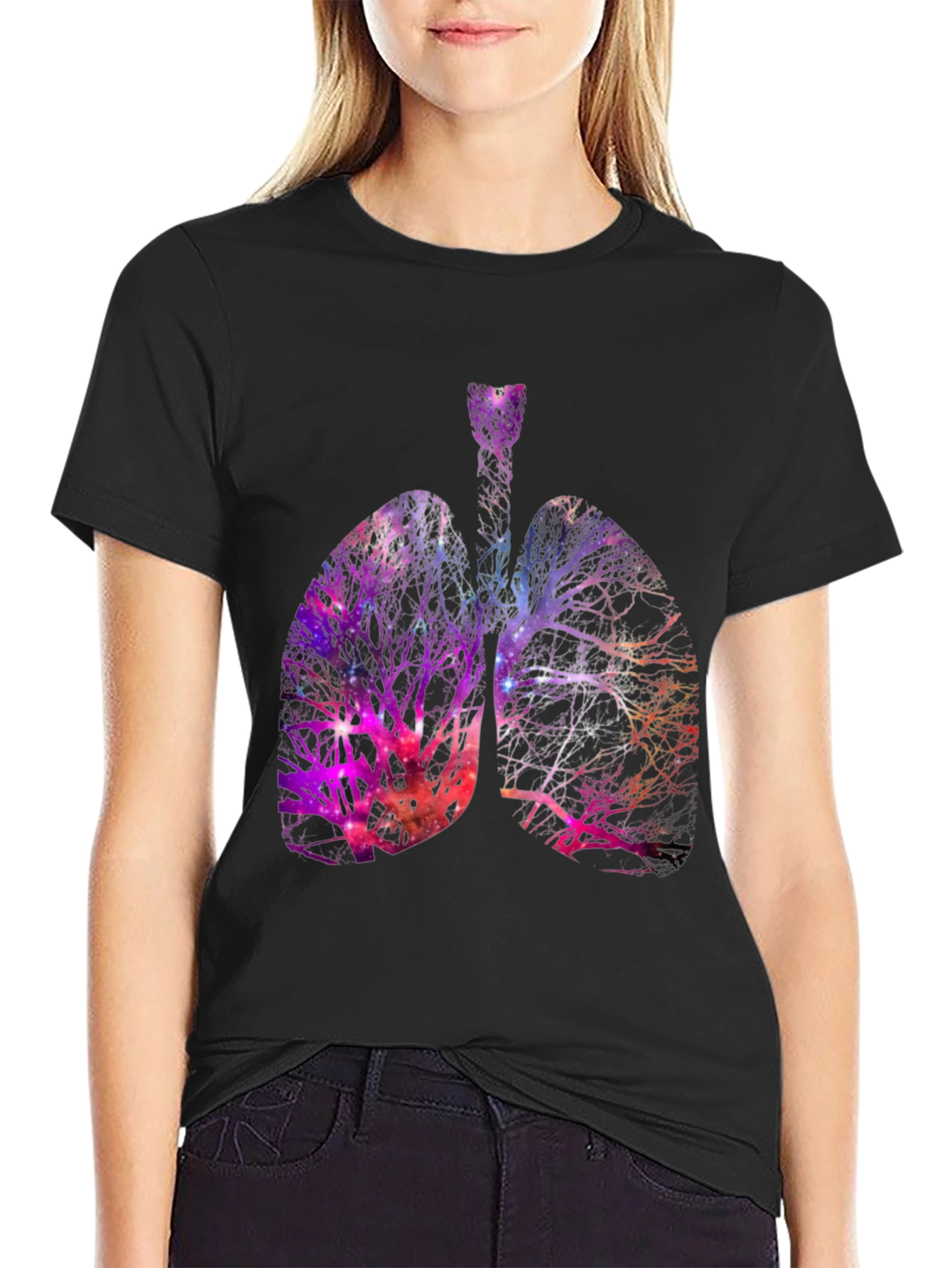 Nebula Lungs Graphic Tee - Artistic Anatomy Shirt