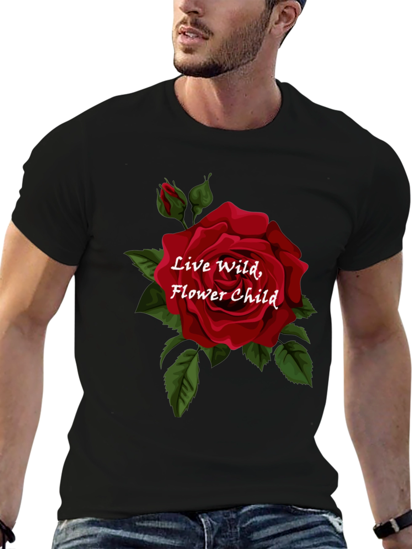 Live Wild Flower Child Graphic Tee - Black
