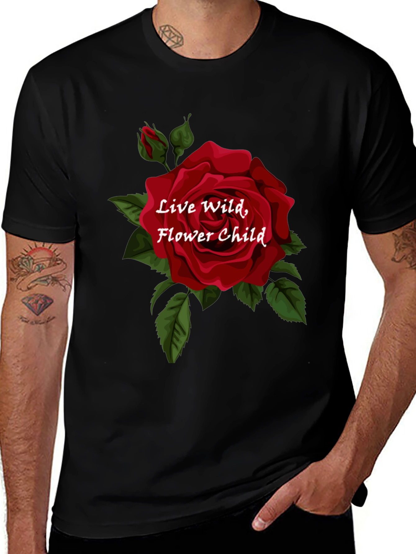 Live Wild Flower Child Graphic Tee - Black