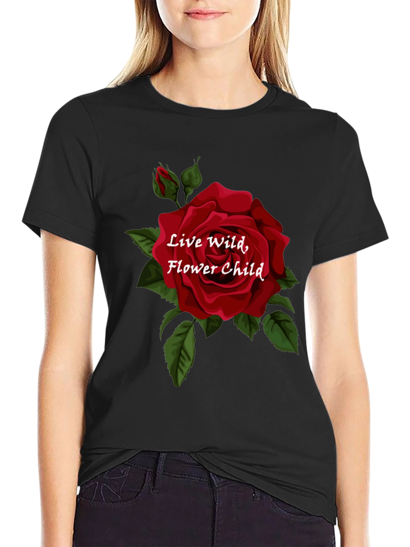 Live Wild Flower Child Graphic Tee - Black