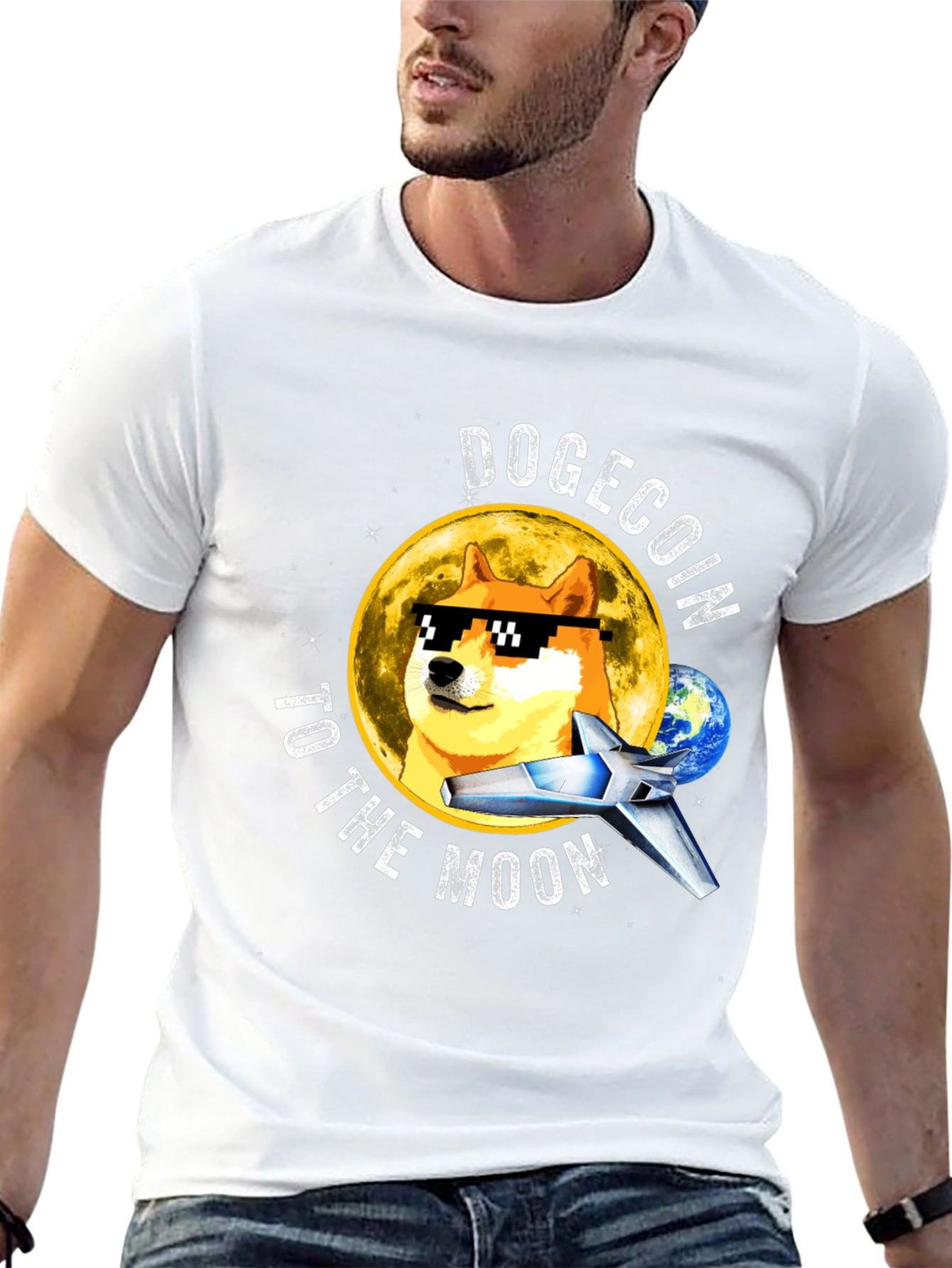 Dogecoin to the Moon Black T-Shirt