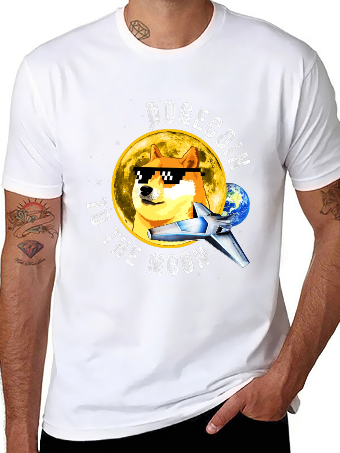 Dogecoin to the Moon Black T-Shirt