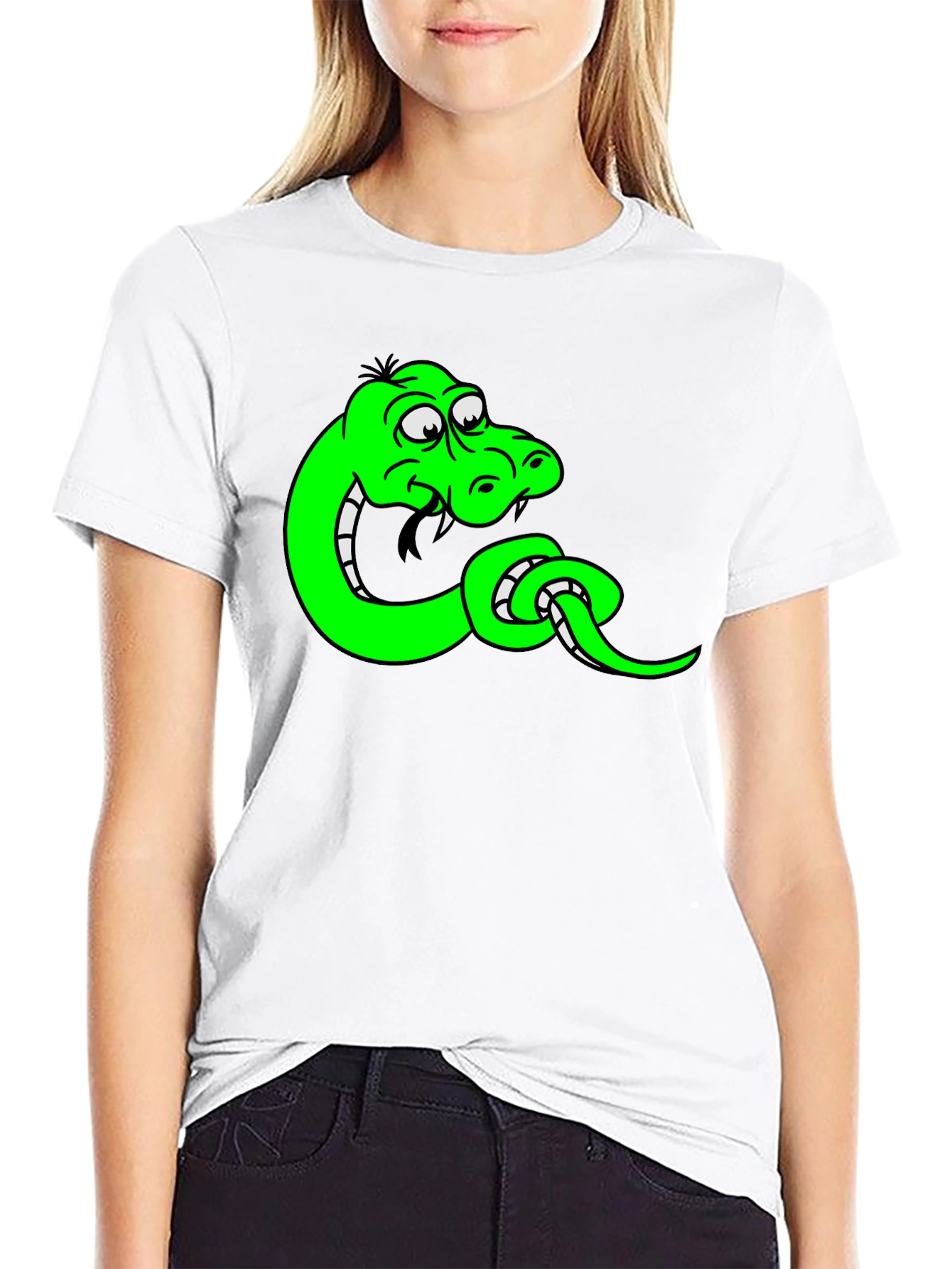 Cartoon Snake Black T-Shirt