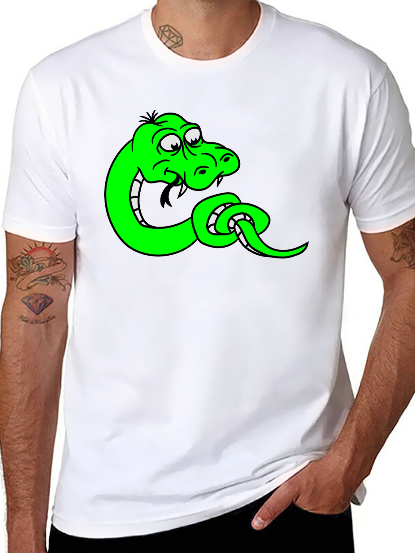 Cartoon Snake Black T-Shirt