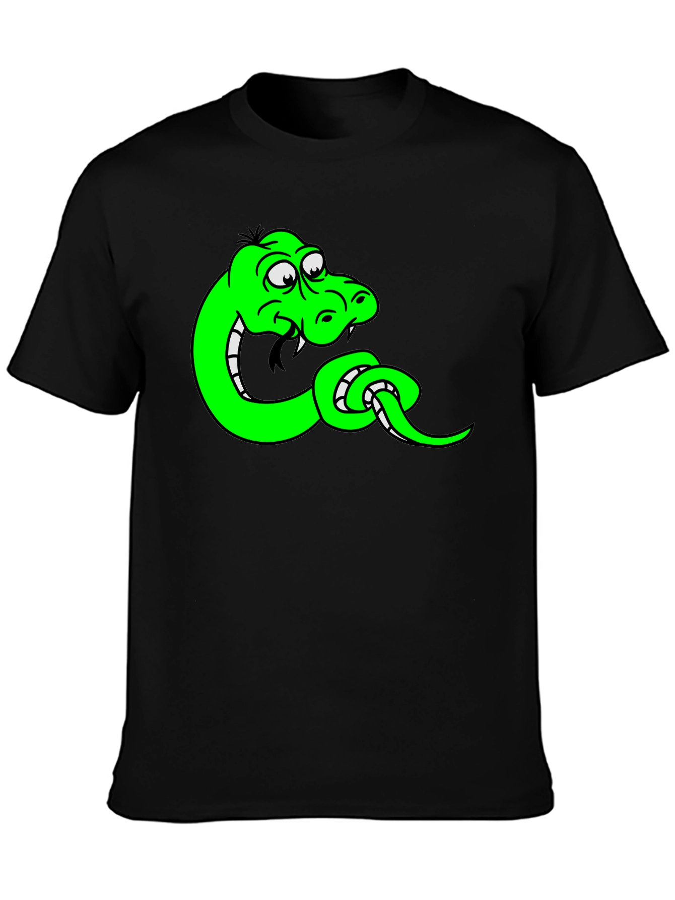Cartoon Snake Black T-Shirt