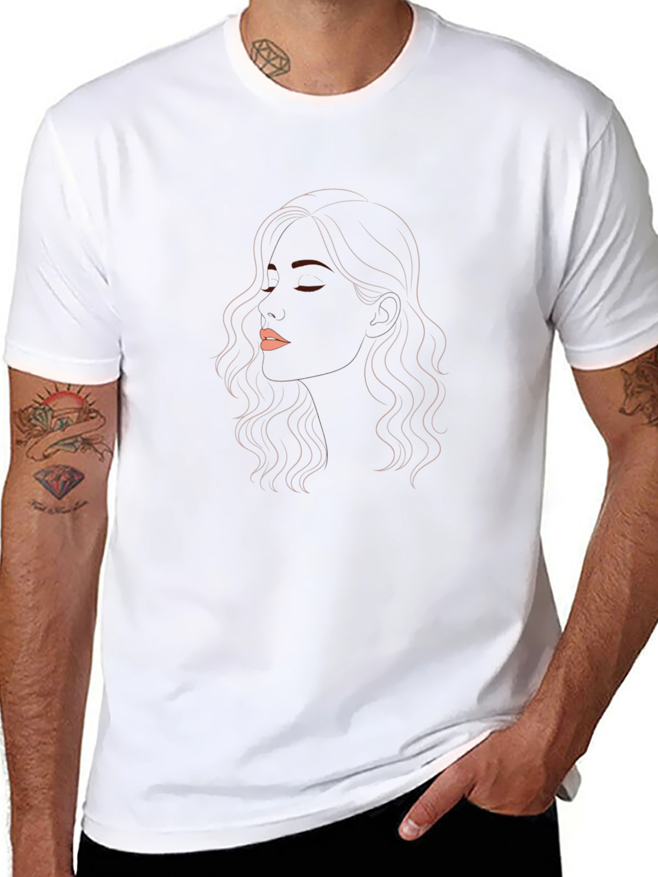 Minimalist Womans Face Graphic T-Shirt