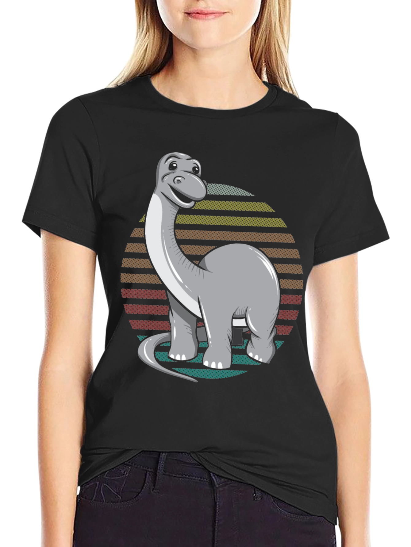 Retro Dinosaur T-Shirt - Black