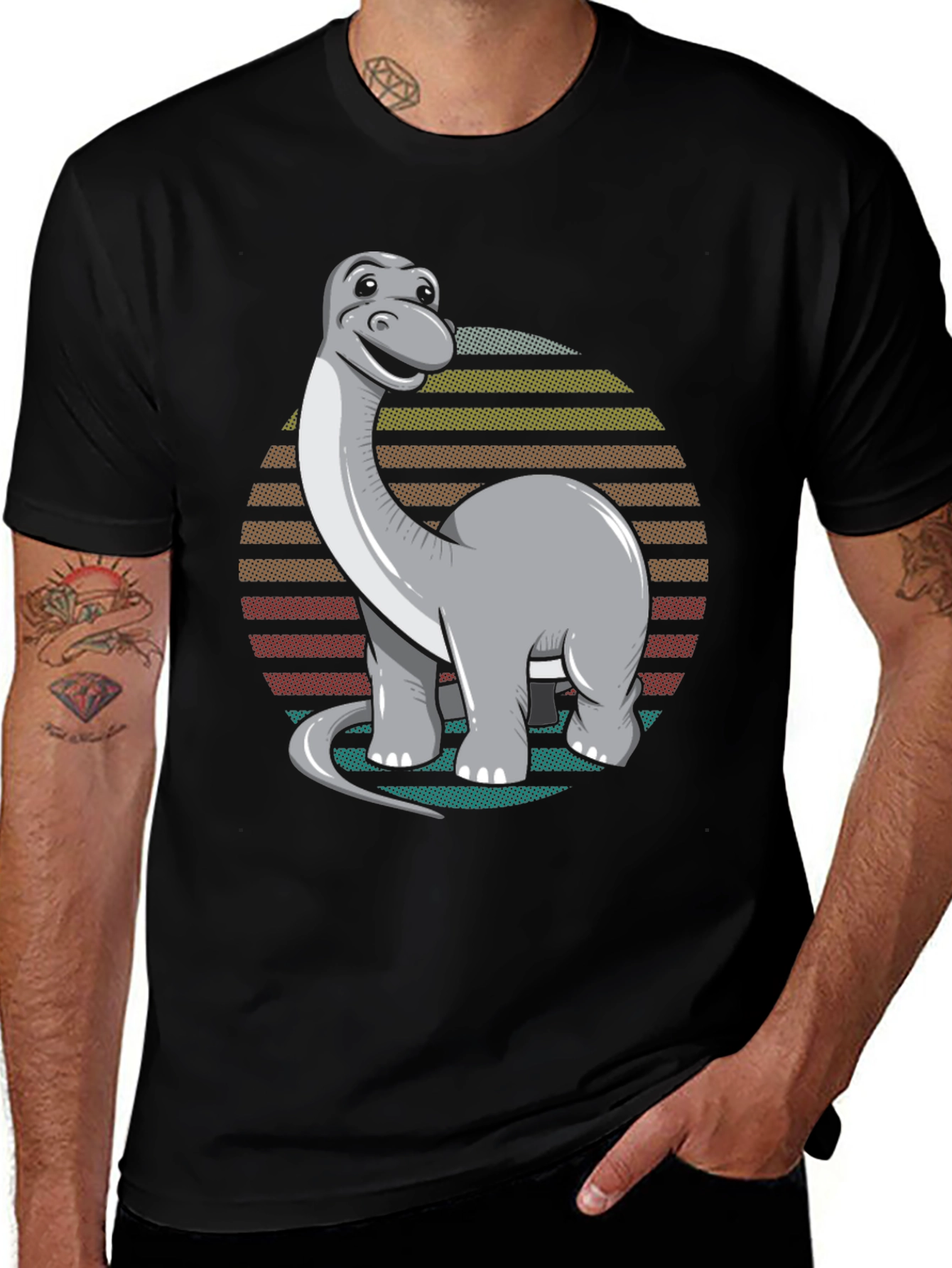 Retro Dinosaur T-Shirt - Black