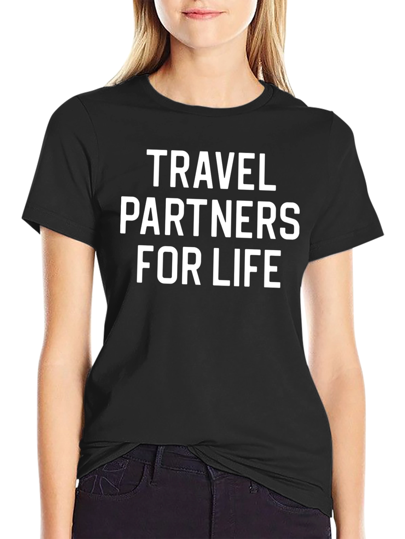 Travel Partners For Life T-Shirt Black Crewneck