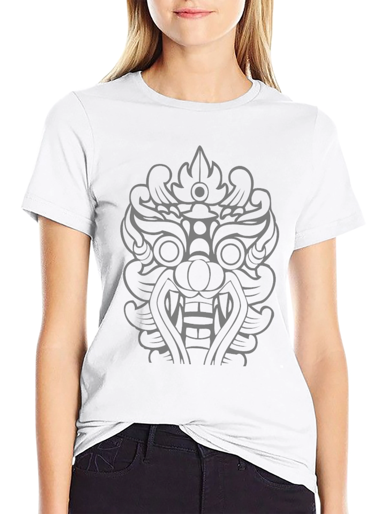 Black T-Shirt with Dark Ornamental Graphic Design