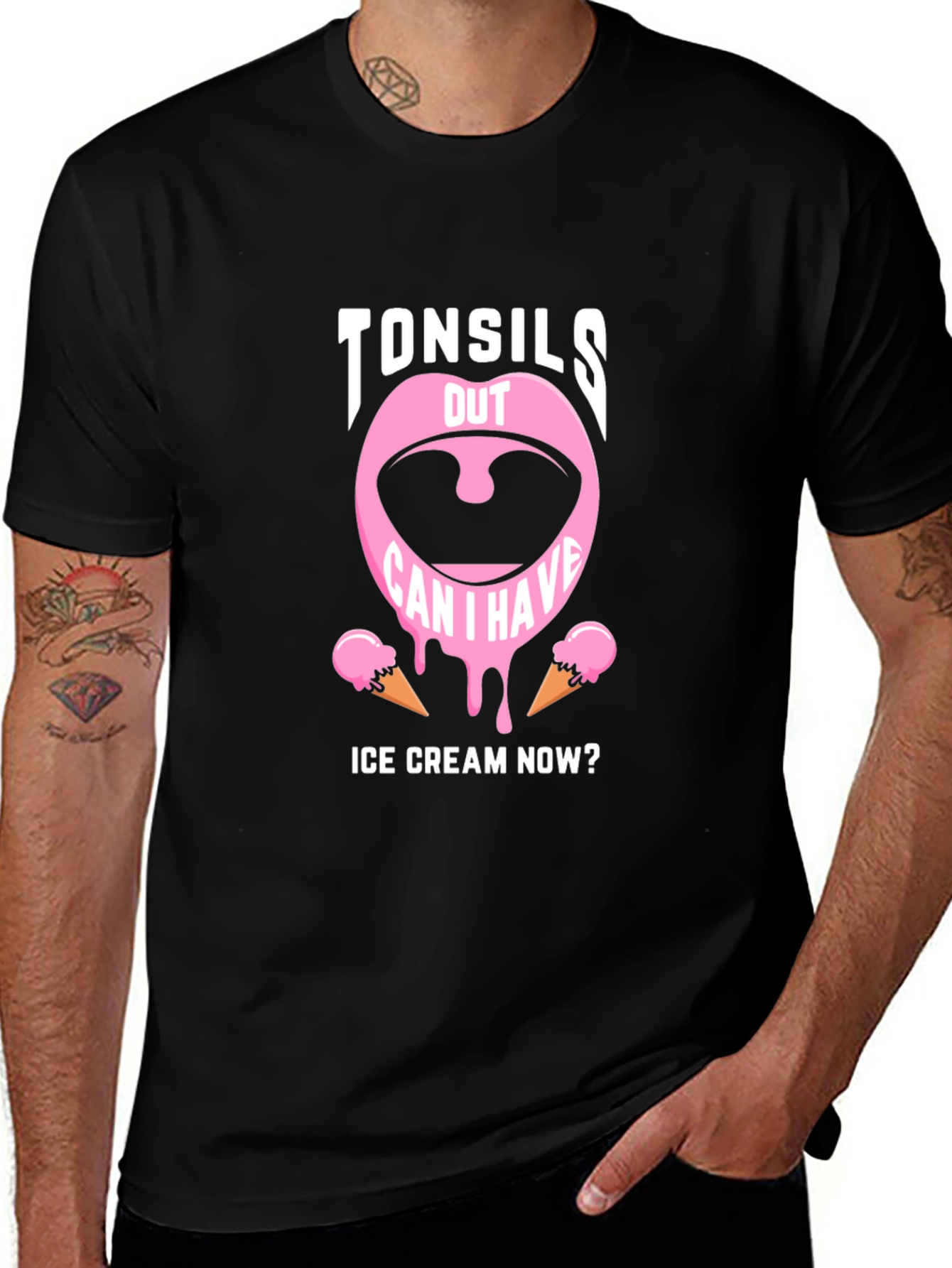 Tonsils Out Ice Cream Humor Graphic Tee