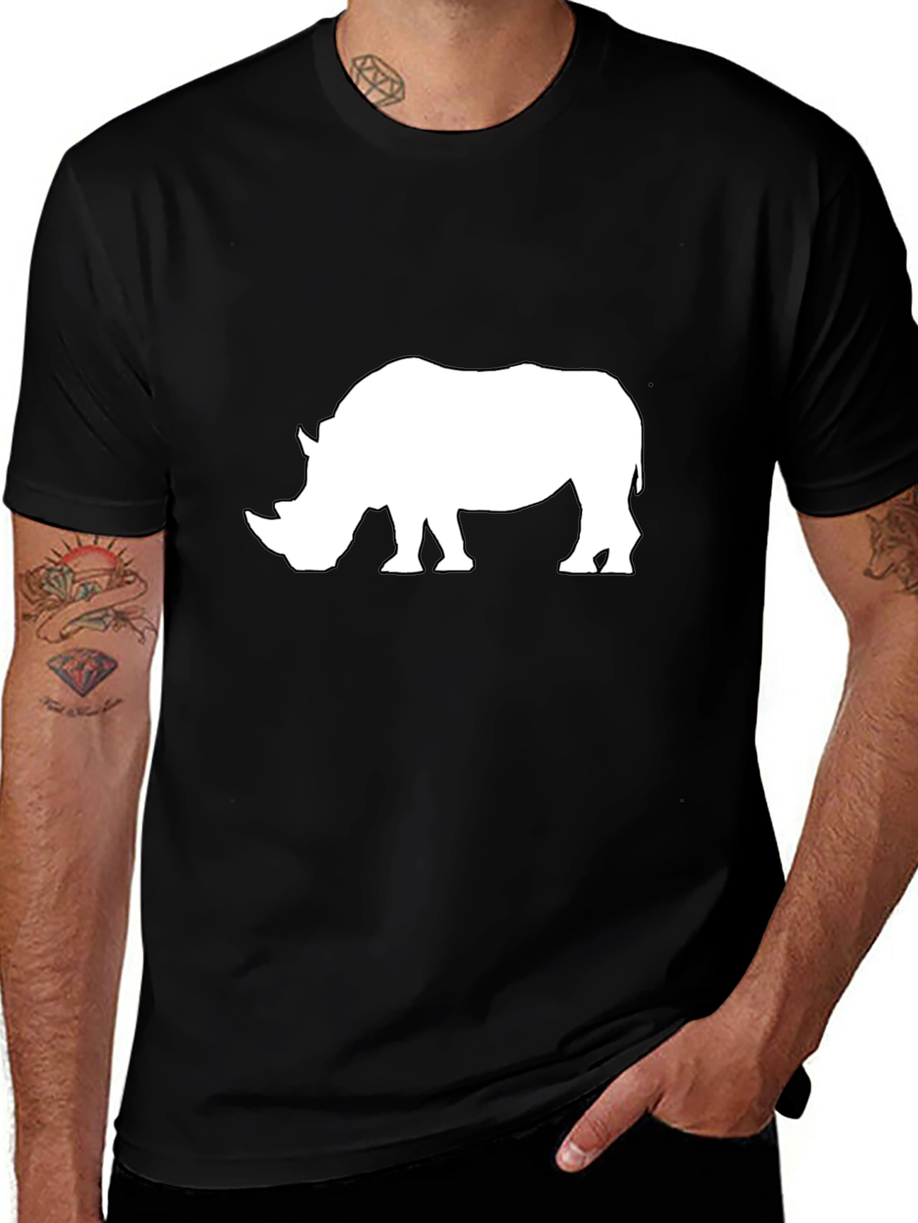 Rhino Graphic T-Shirt - Black Cotton