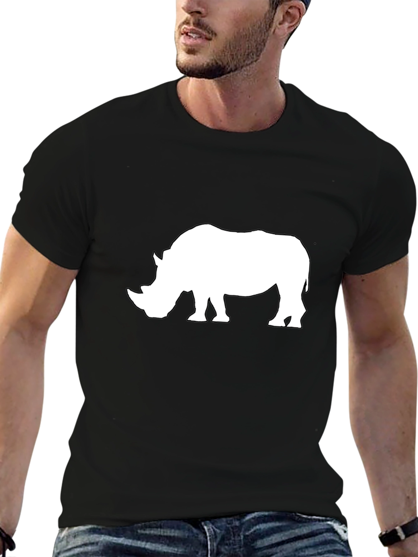 Rhino Graphic T-Shirt - Black Cotton