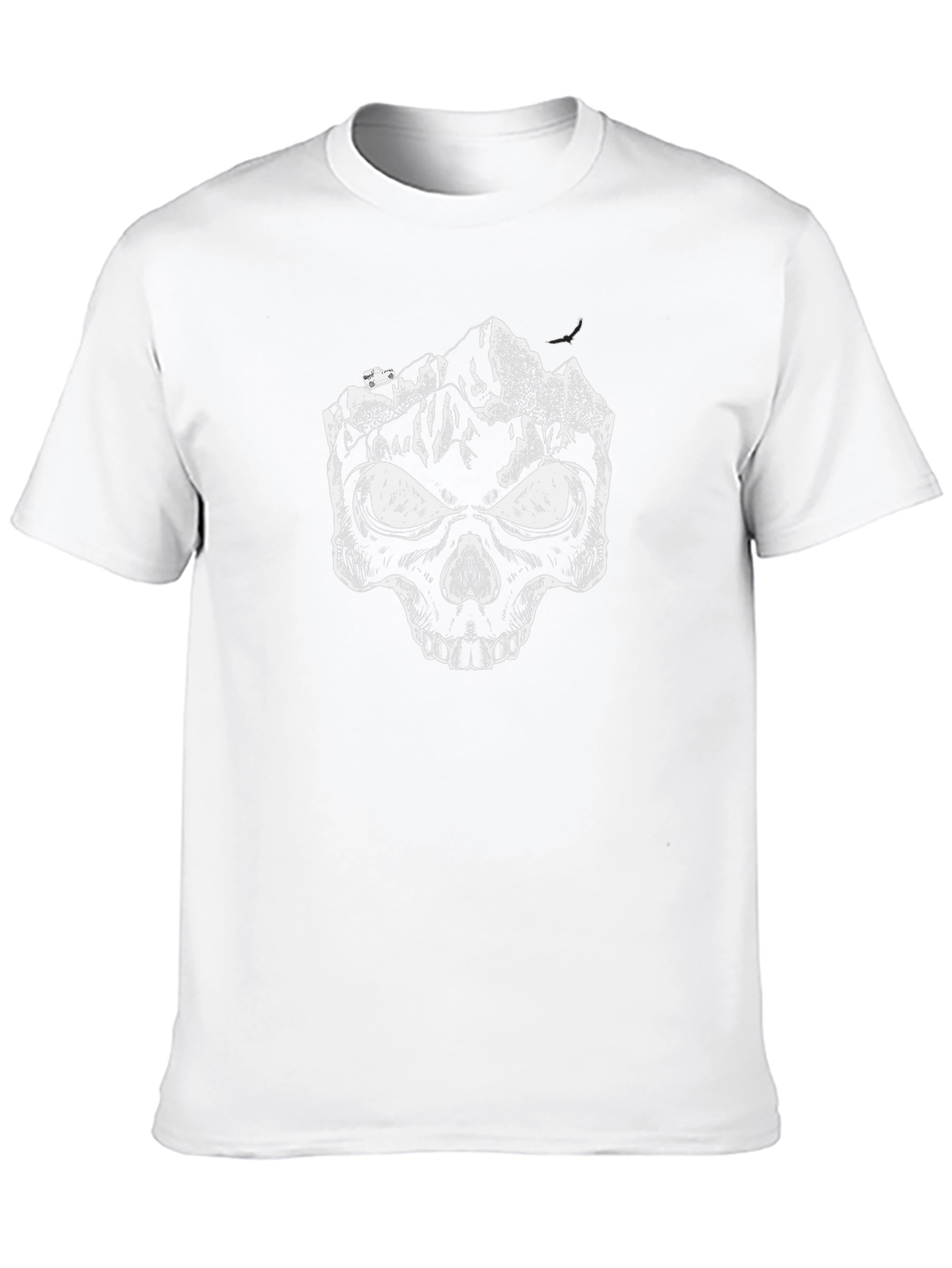 Mountain Skull Graphic Tee - Black Cotton T-Shirt