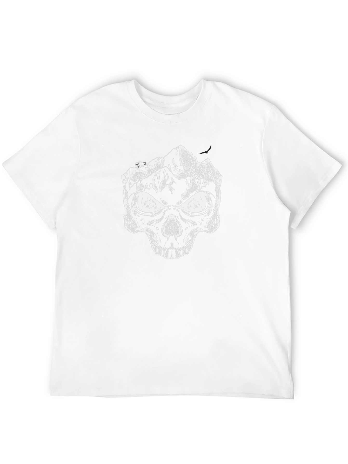 Mountain Skull Graphic Tee - Black Cotton T-Shirt