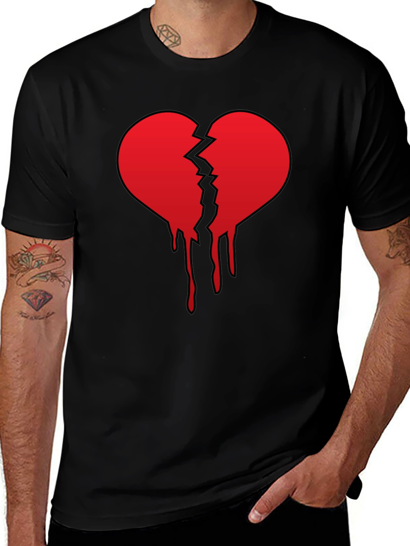 Broken Heart Graphic Tee - Black