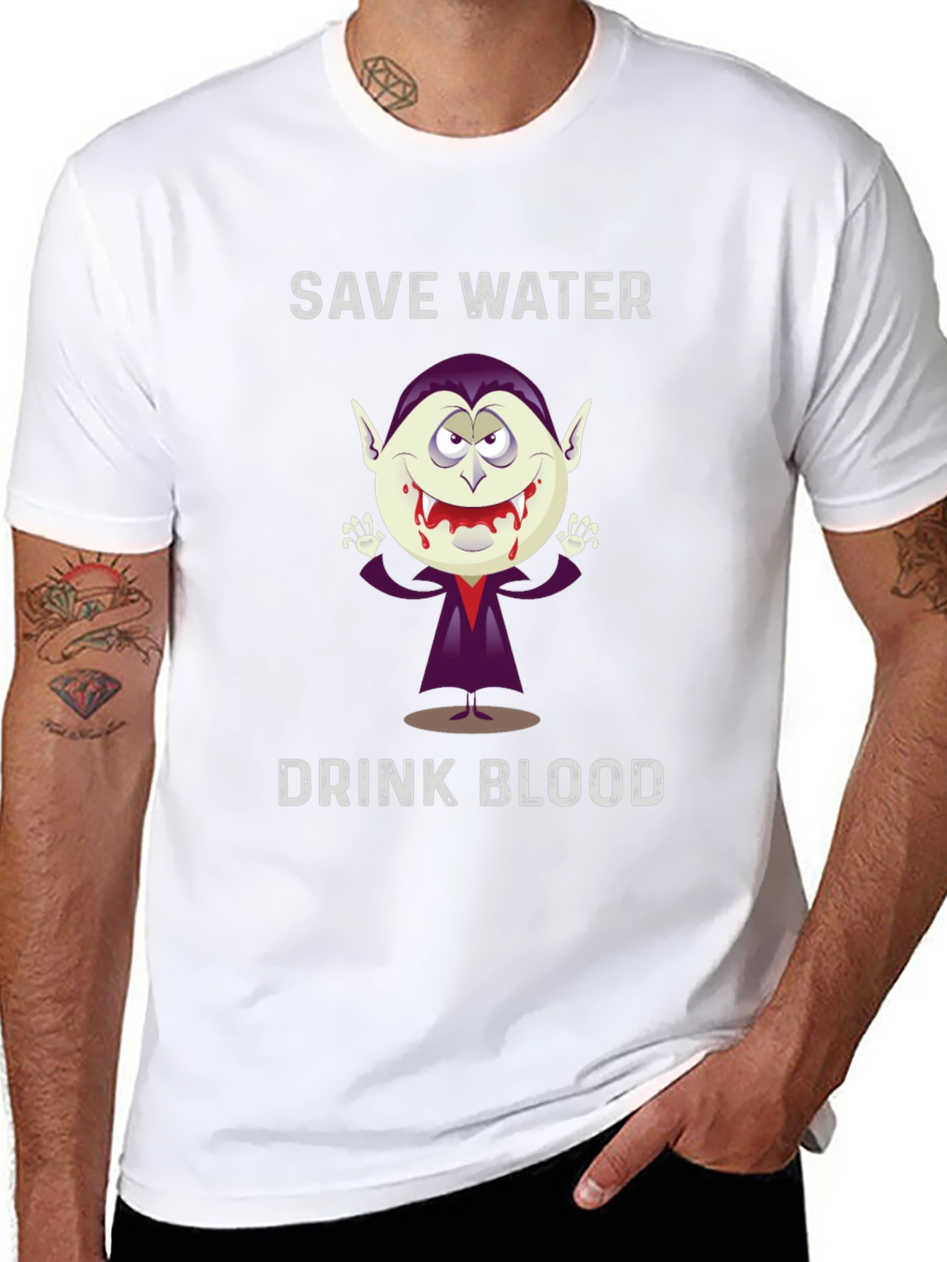 Save Water Drink Blood Vampire Graphic T-Shirt