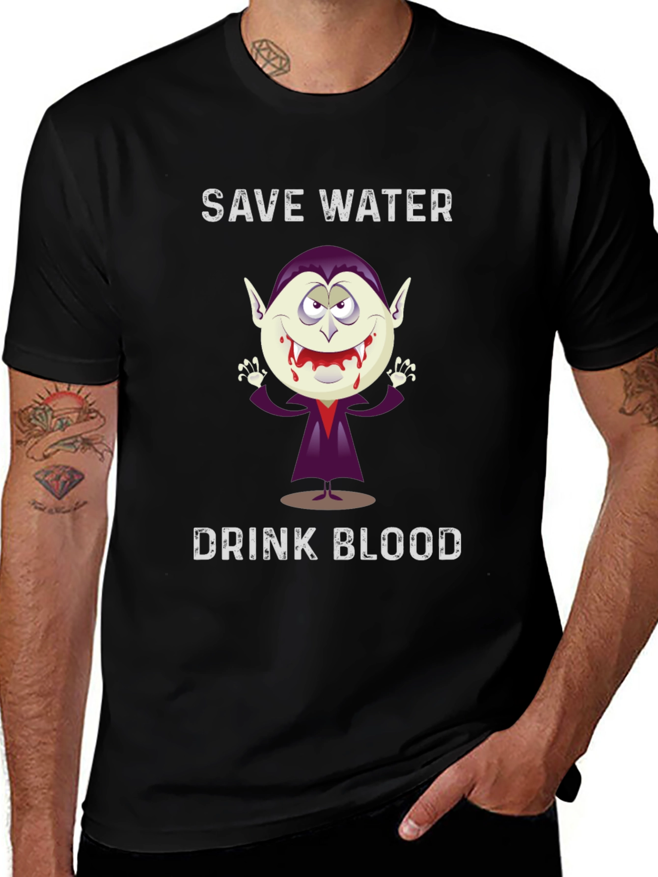 Save Water Drink Blood Vampire Graphic T-Shirt