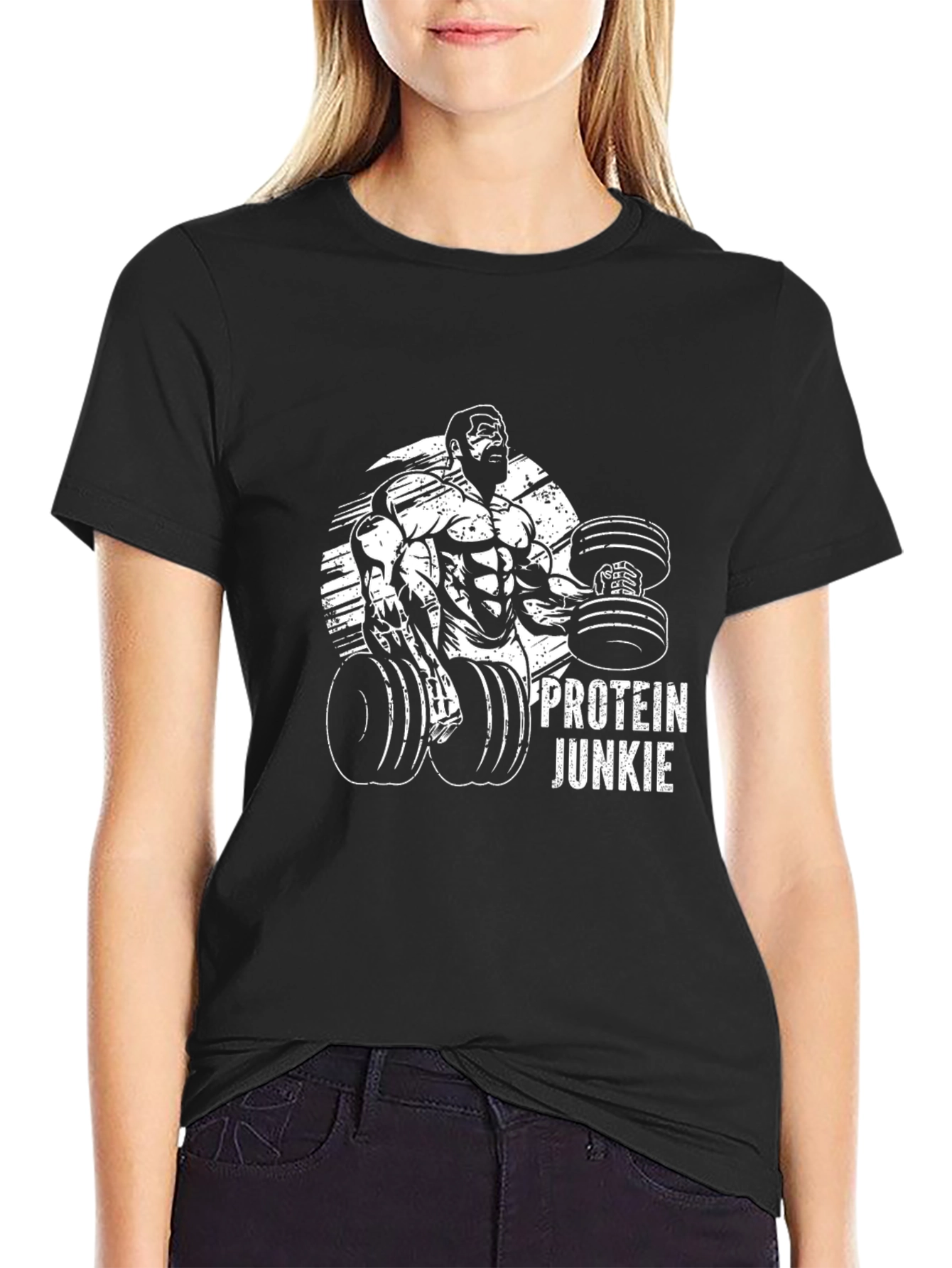 Protein Junkie Graphic T-Shirt - Black Gym Fitness Tee