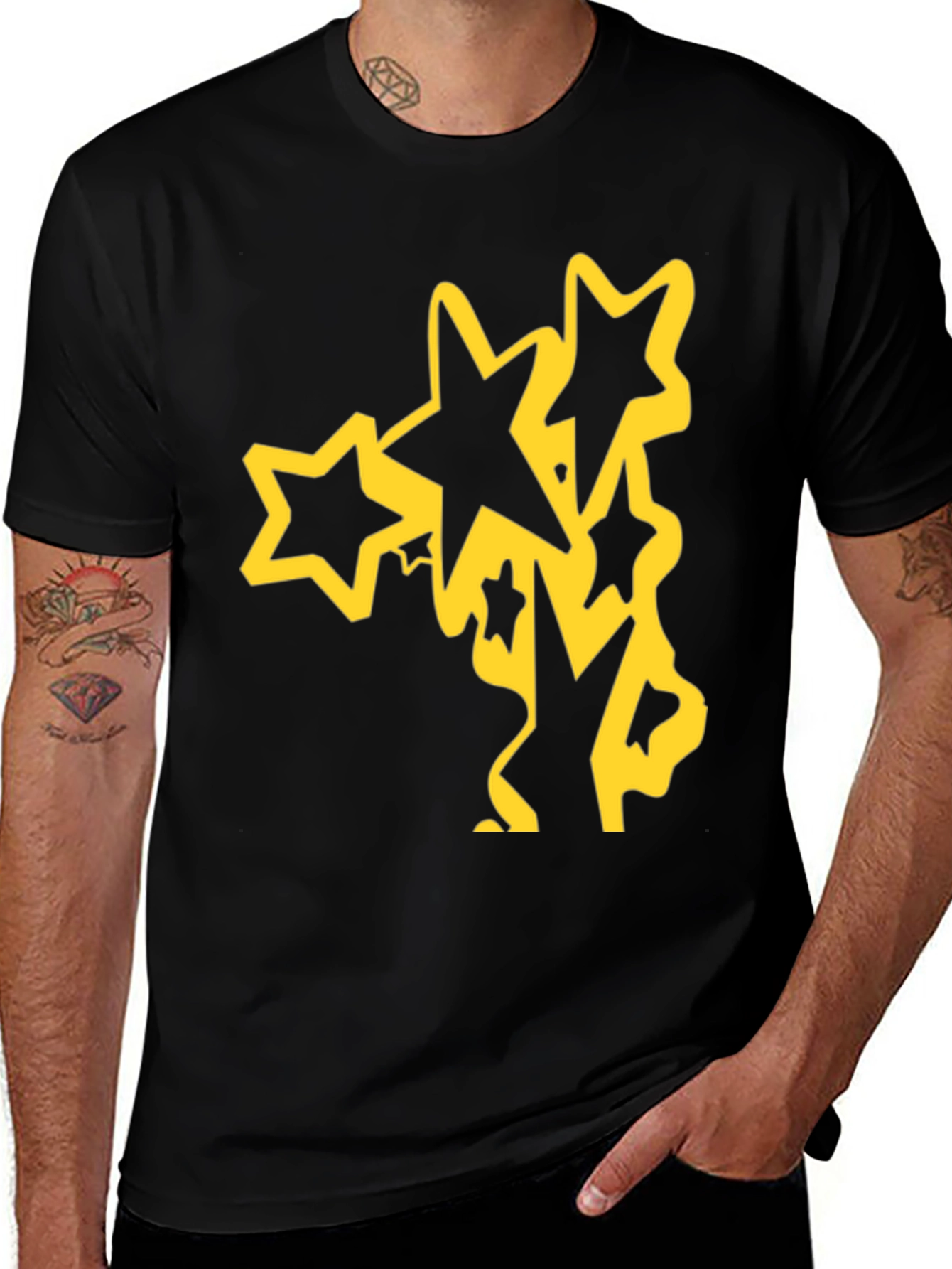 Stars Graphic Black T-Shirt