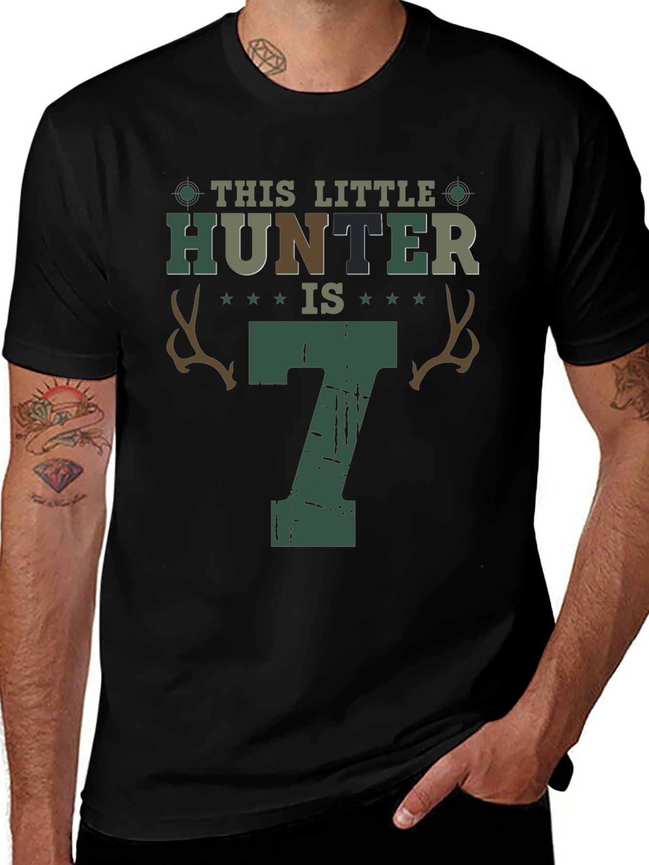 Little Hunter 7th Birthday T-Shirt - Cute Kids Apparel