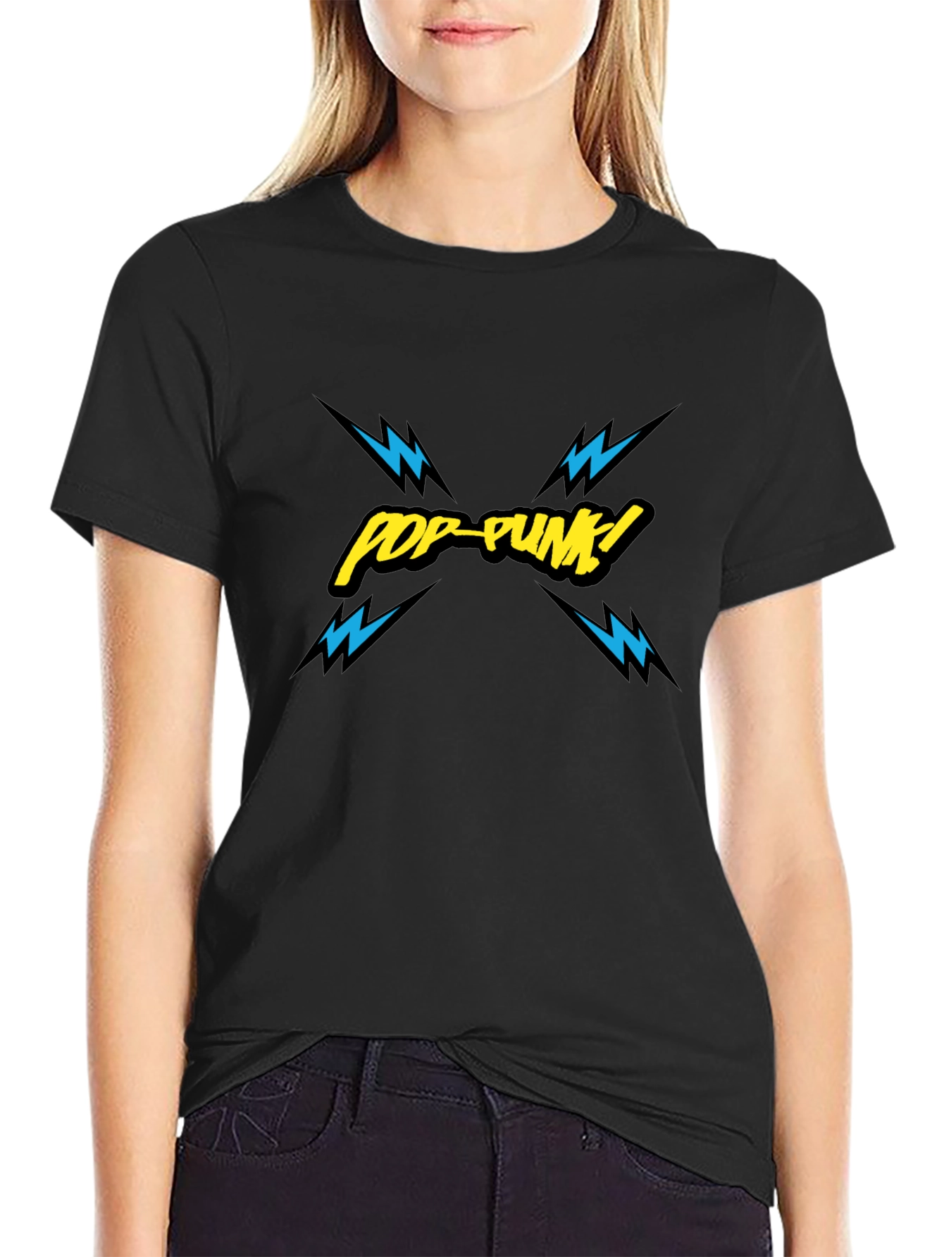 Pop-Punk Graphic Print Black T-Shirt