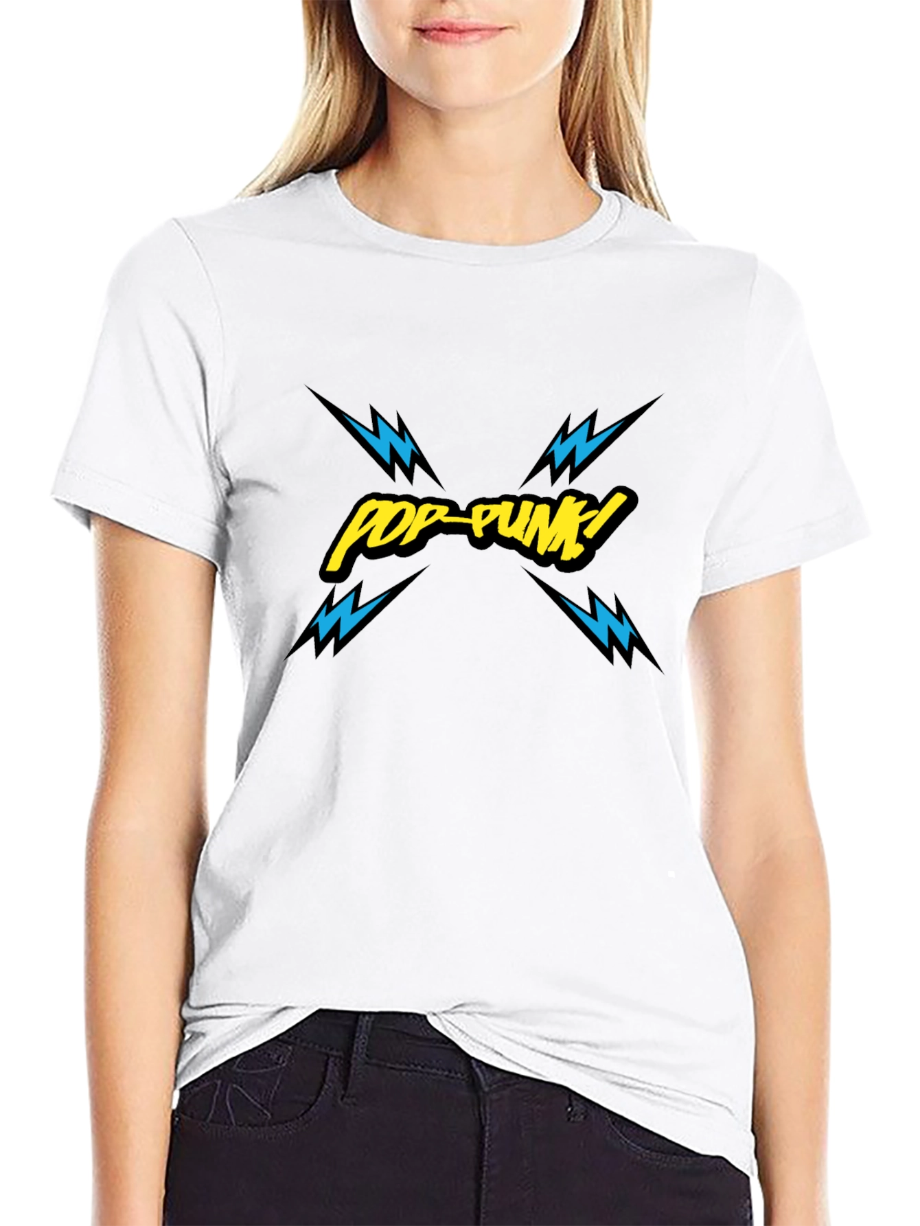 Pop-Punk Graphic Print Black T-Shirt
