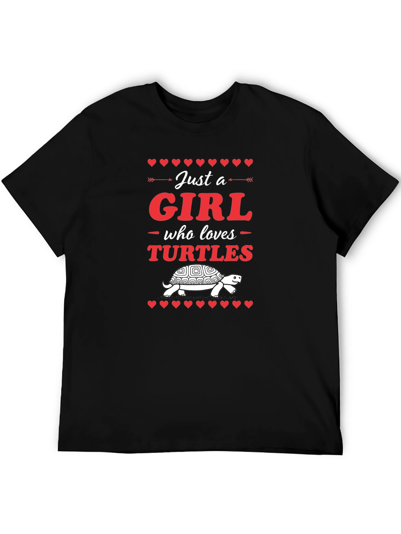 Girl Who Loves Turtles Black T-Shirt