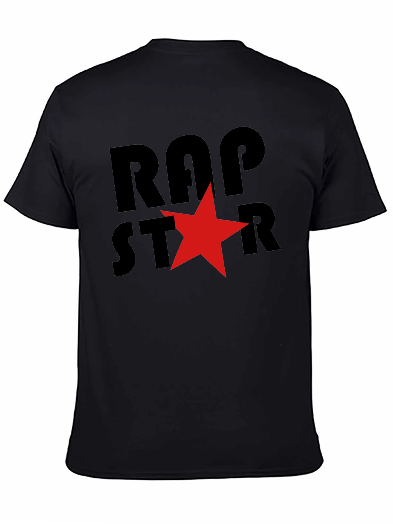 Rap Star Graphic Tee - Black Cotton T-Shirt