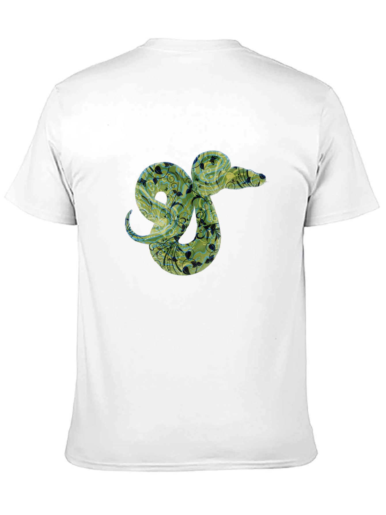 Floral Snake Graphic Tee - Black Casual T-Shirt
