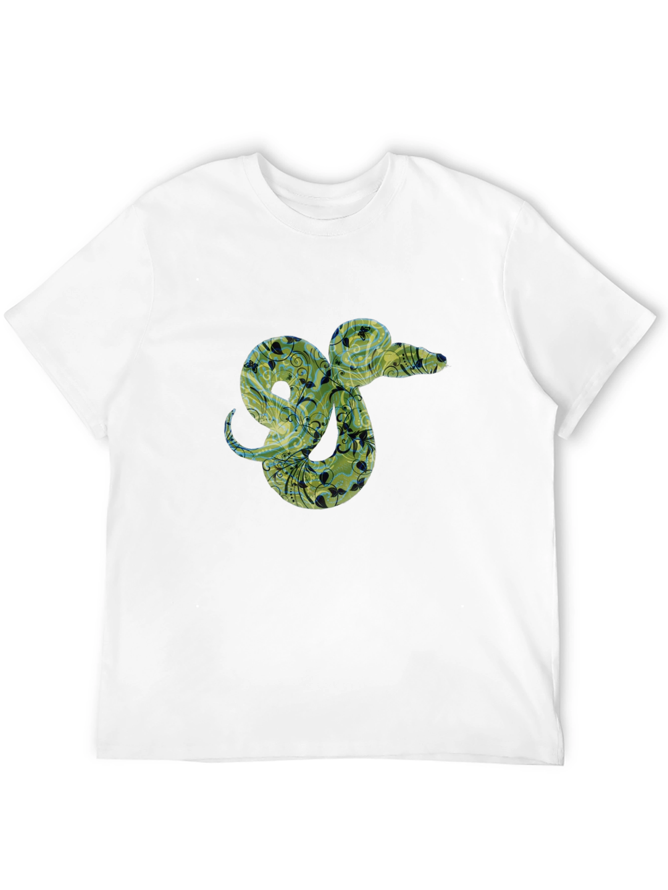 Floral Snake Graphic Tee - Black Casual T-Shirt