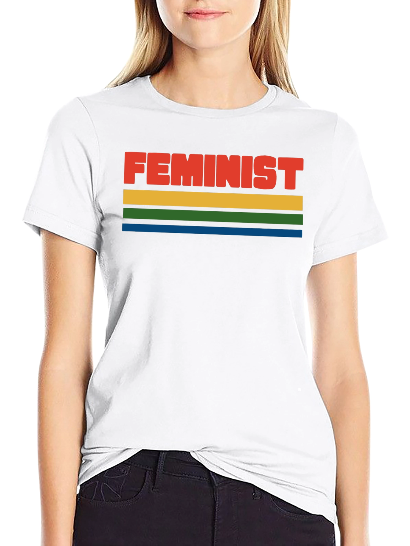 Feminist Retro Style Striped T-Shirt