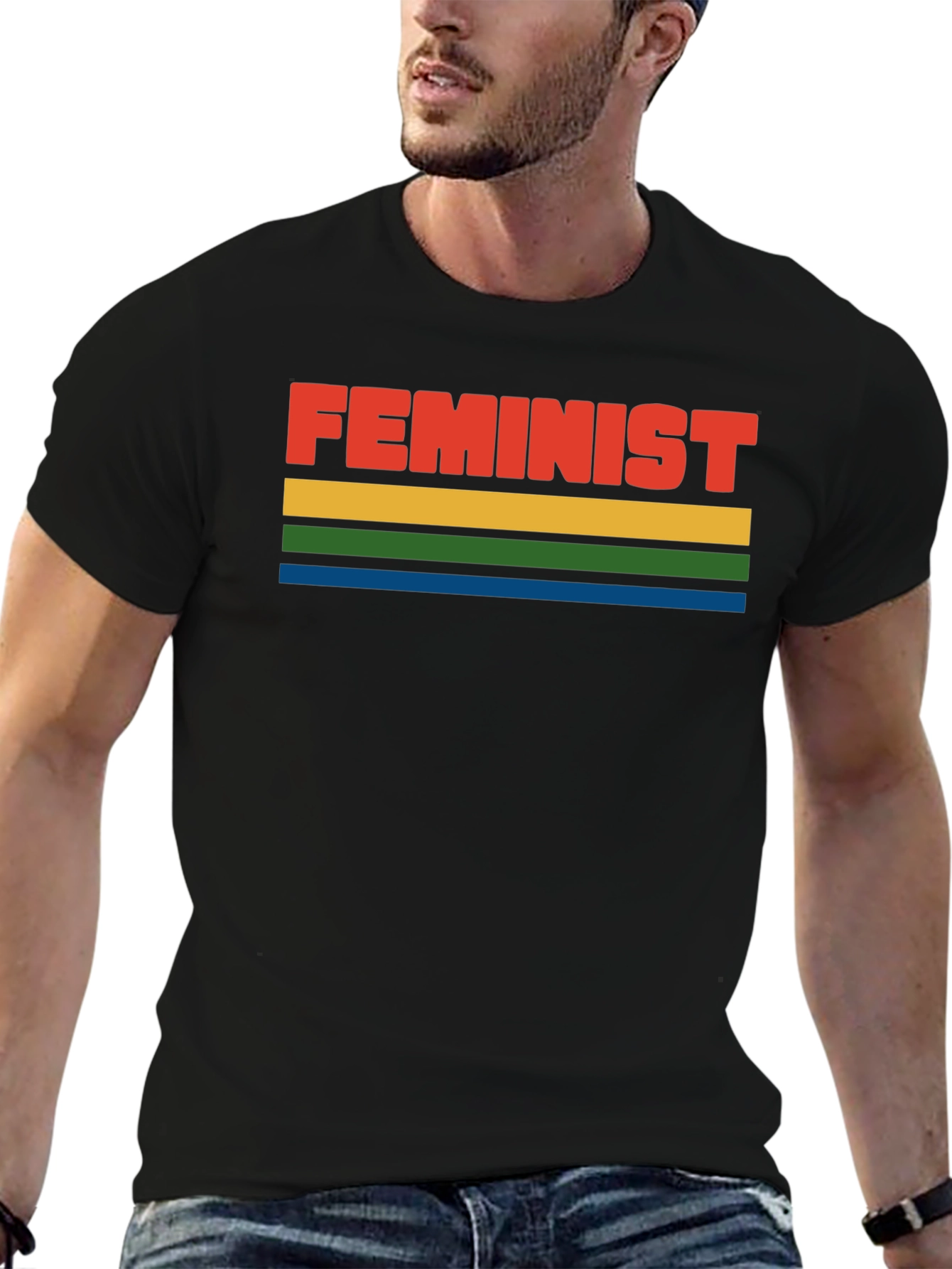 Feminist Retro Style Striped T-Shirt