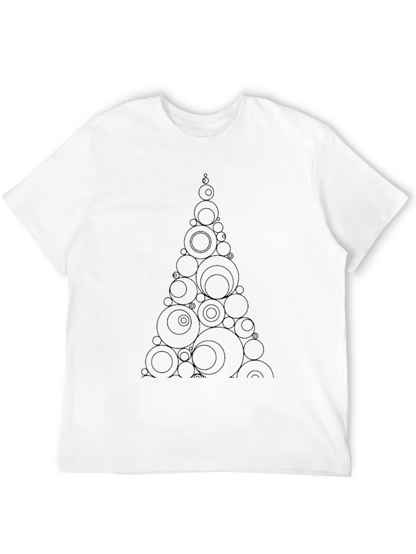 Abstract Geometric Circles Tree Black T-Shirt