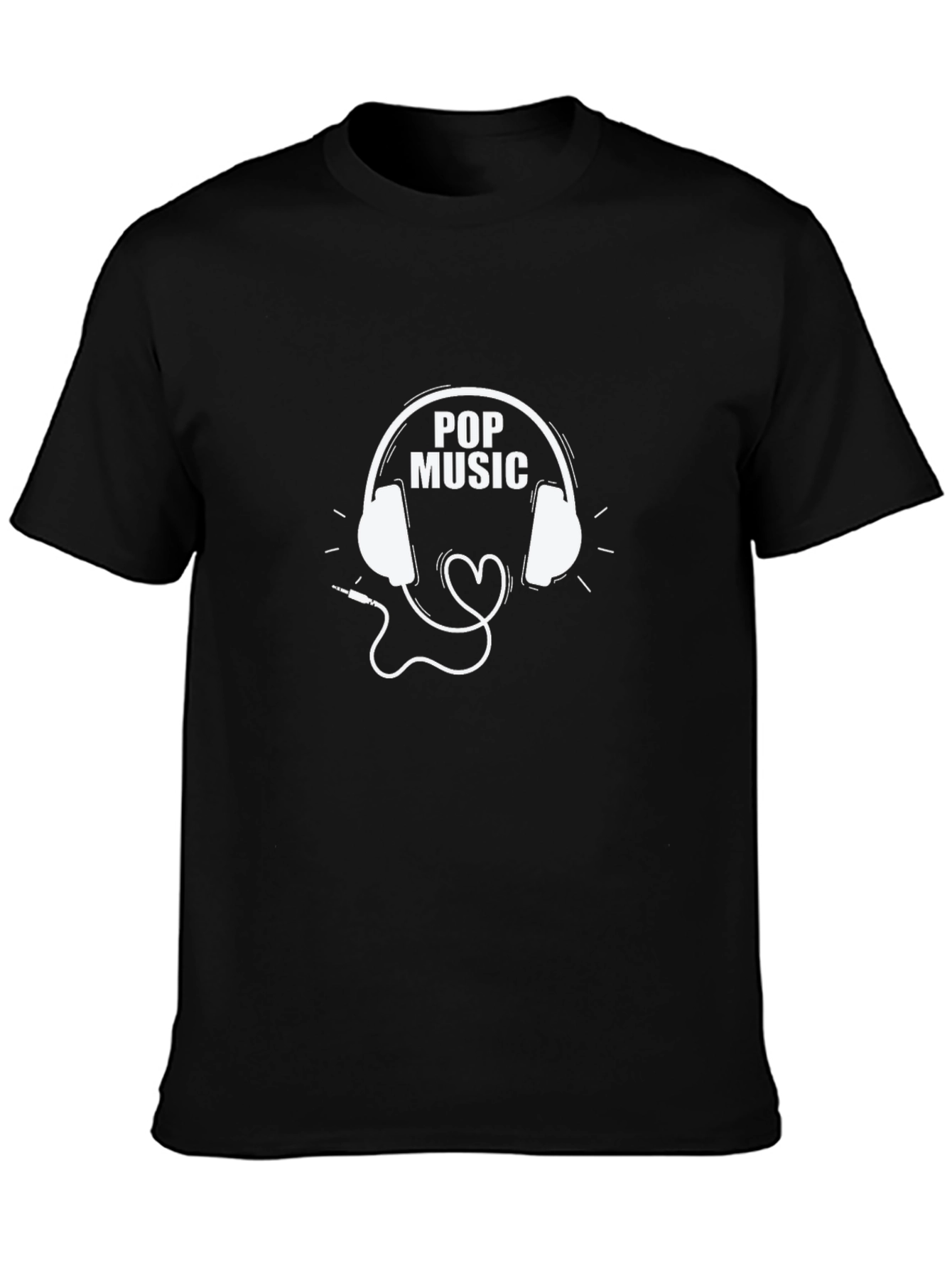 Pop Music Headphones Graphic Tee - Black