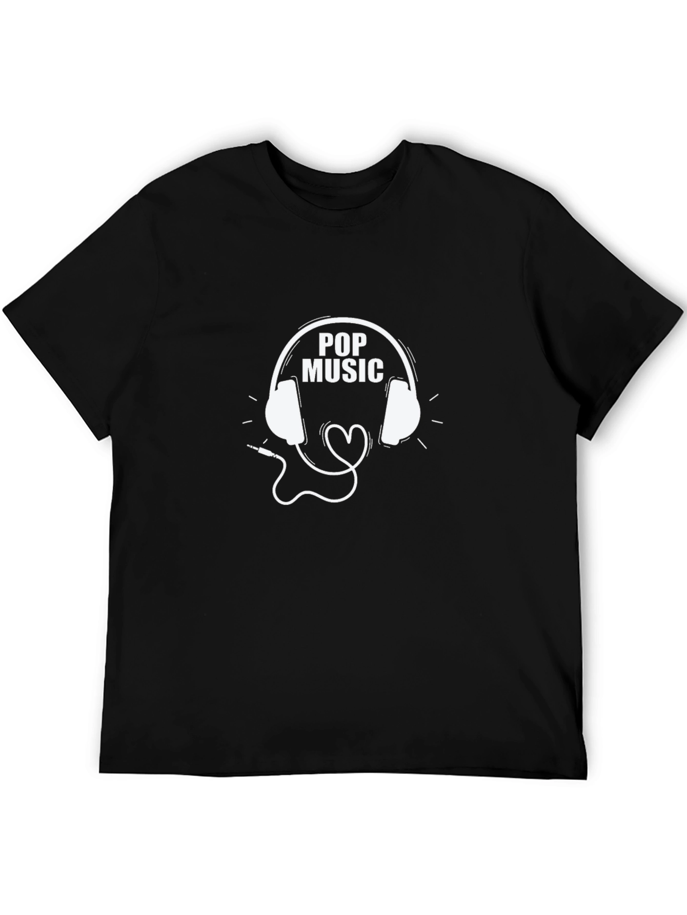 Pop Music Headphones Graphic Tee - Black