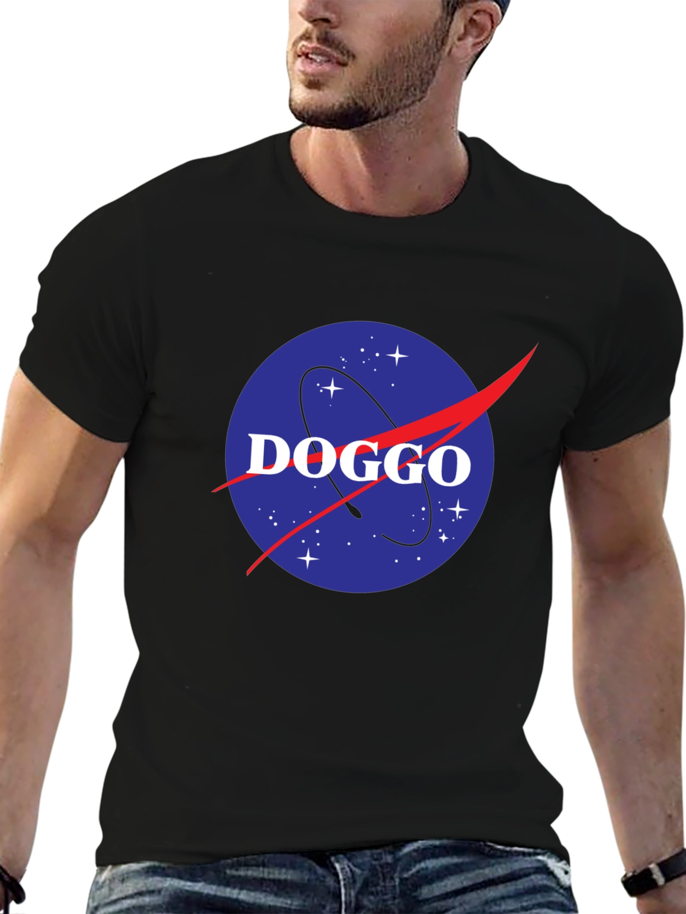 DOGGO NASA Inspired Black T-Shirt
