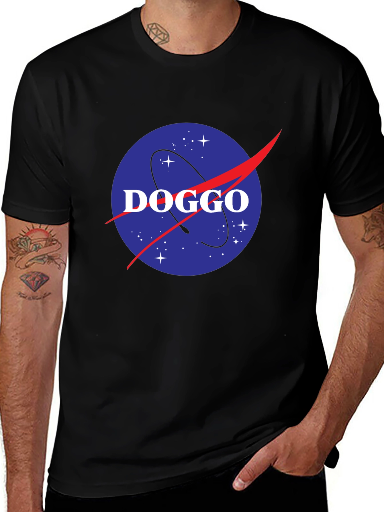 DOGGO NASA Inspired Black T-Shirt