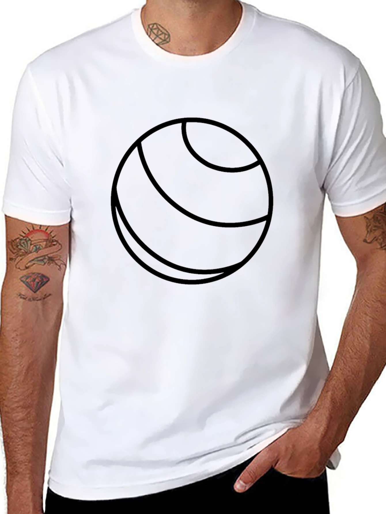 Black Tee with Minimalist Circle Design
