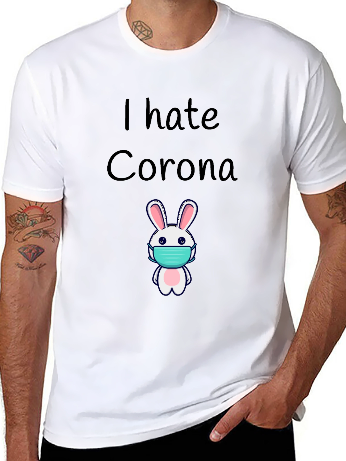 I Hate Corona Bunny Mask T-Shirt