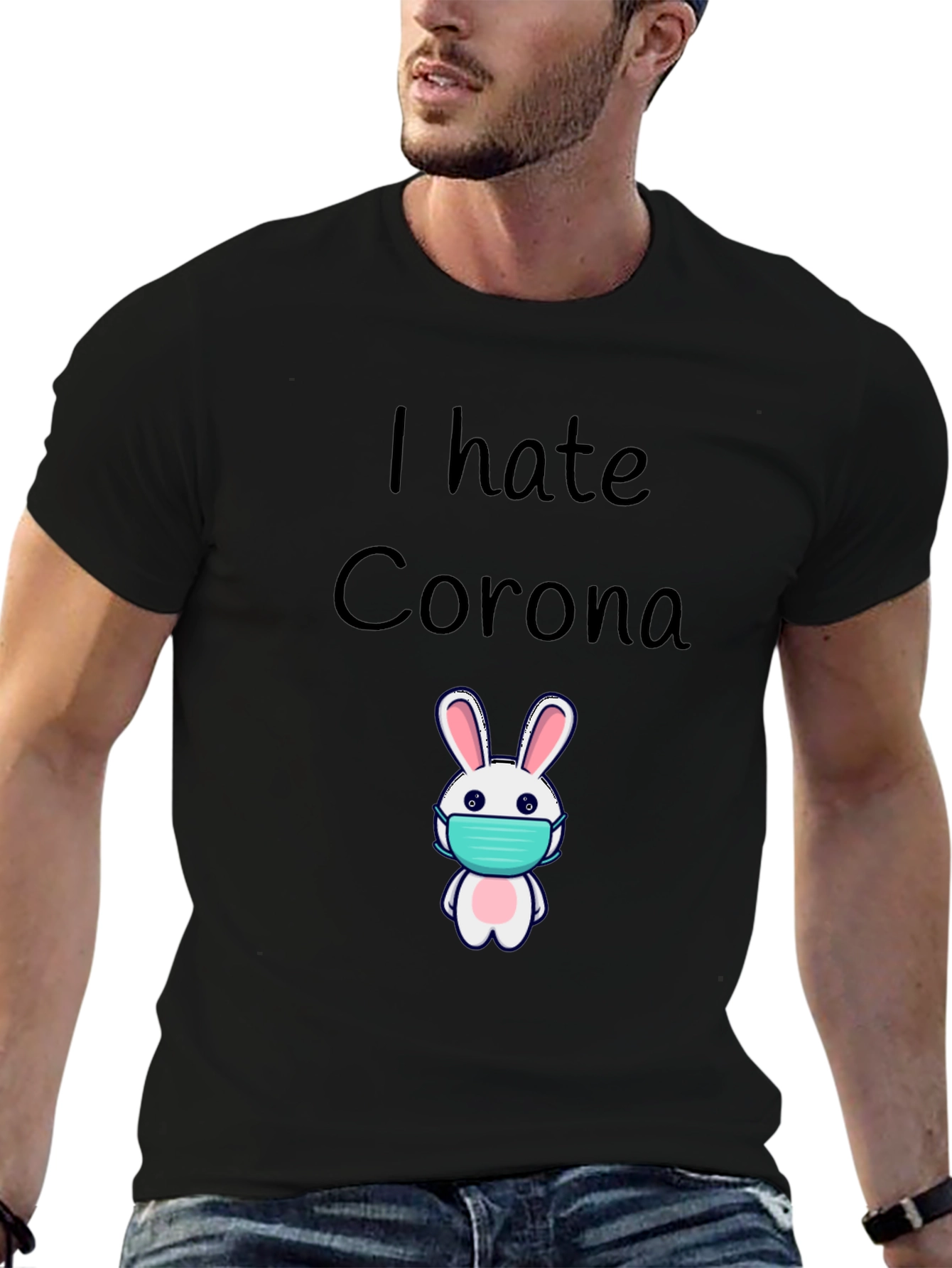 I Hate Corona Bunny Mask T-Shirt
