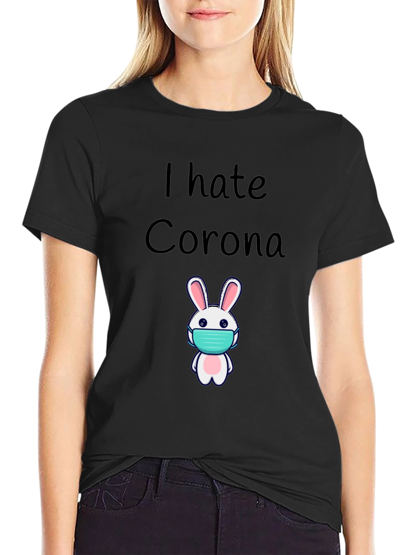 I Hate Corona Bunny Mask T-Shirt