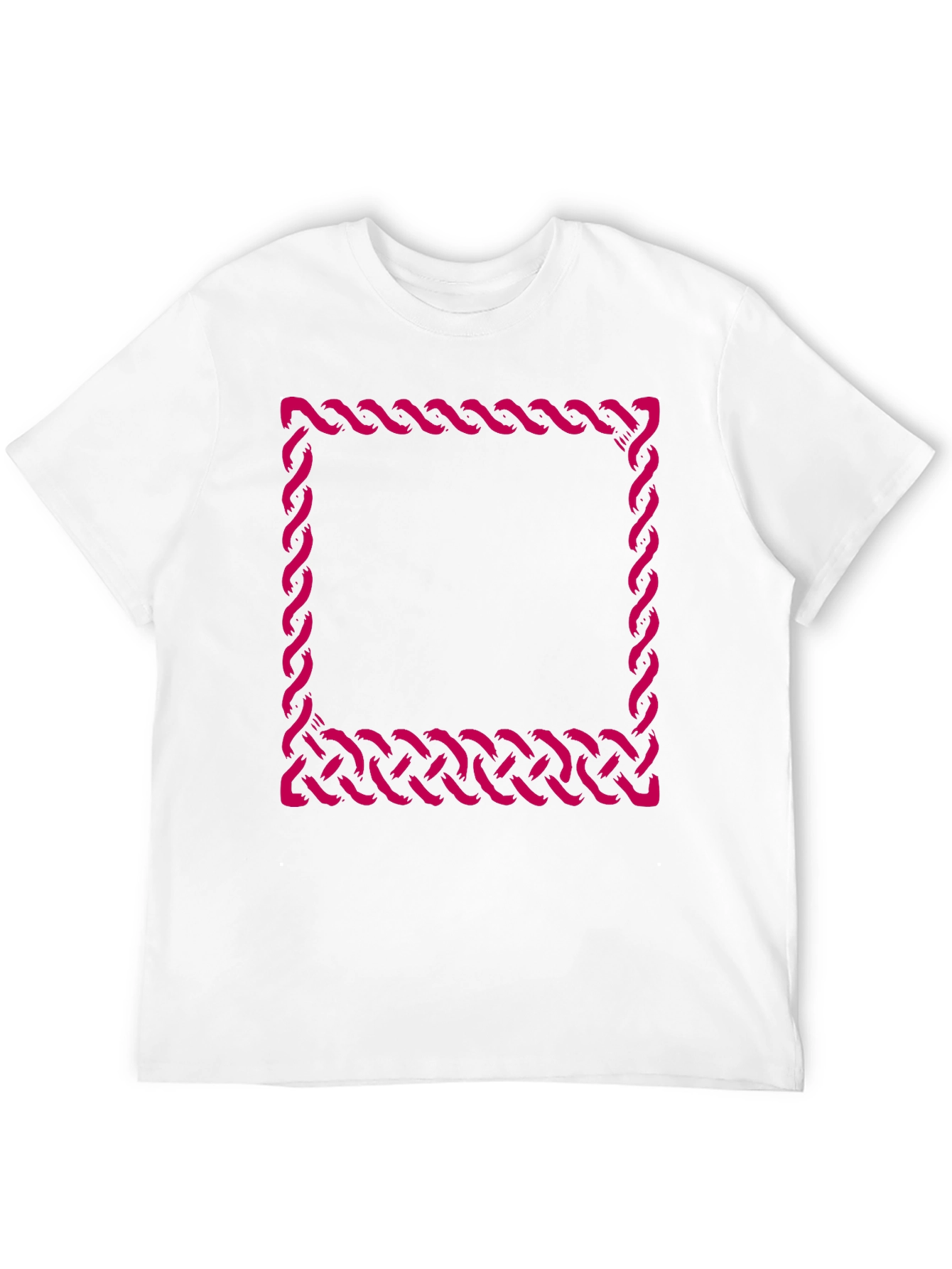 Black T-Shirt with Woven Square Design