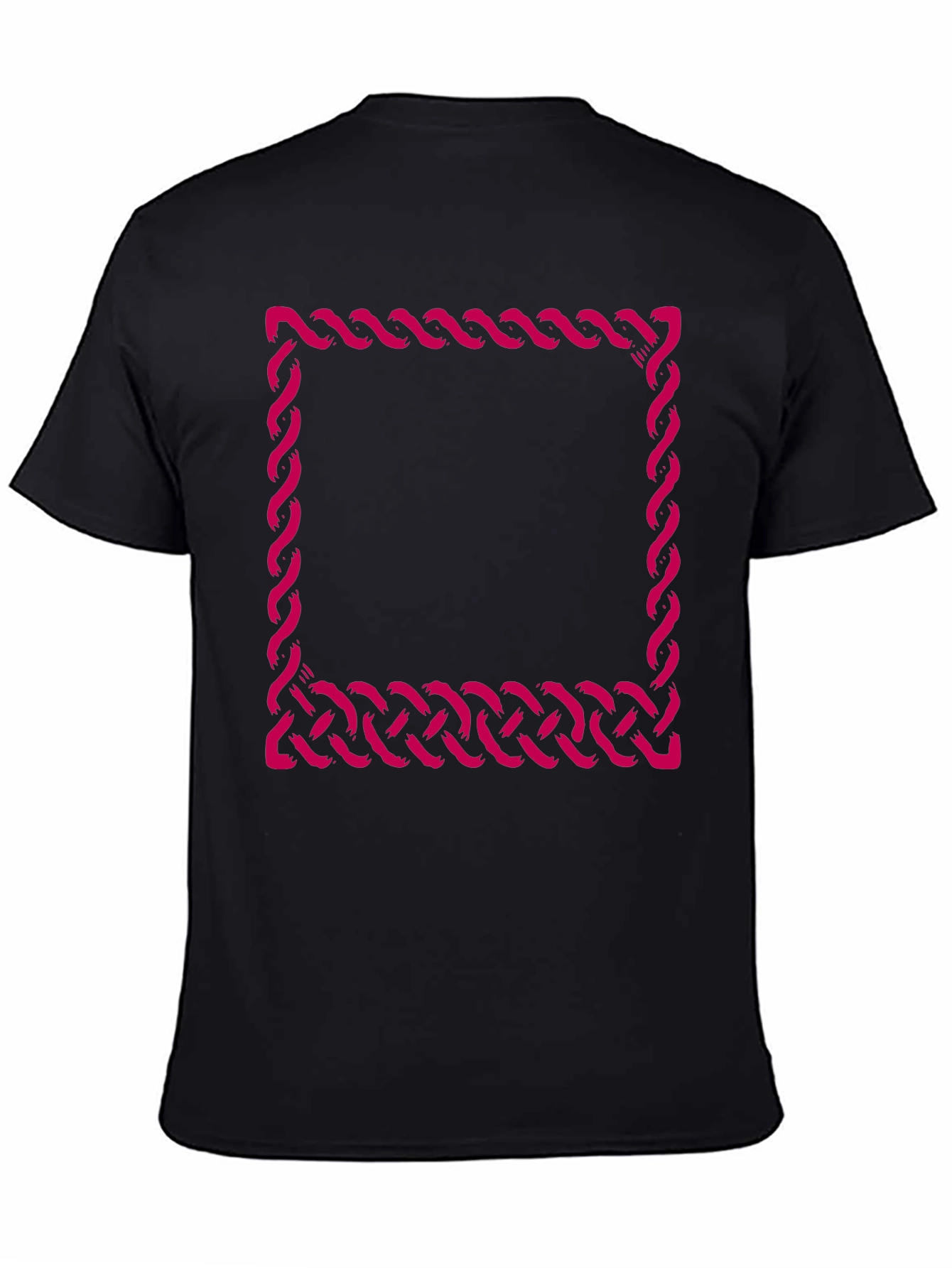 Black T-Shirt with Woven Square Design