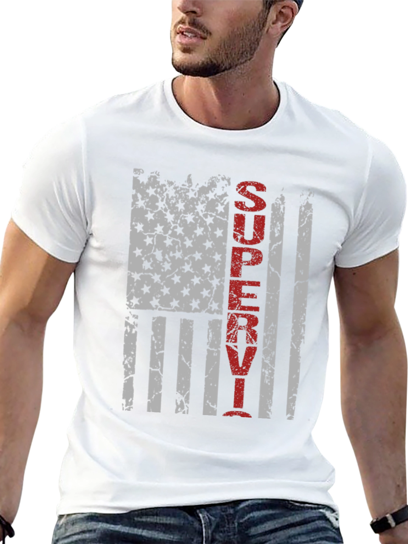 Super Y T-Shirt USA Flag Distressed Graphic Tee